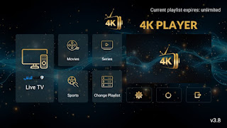 IPTV 4k player VIP screen