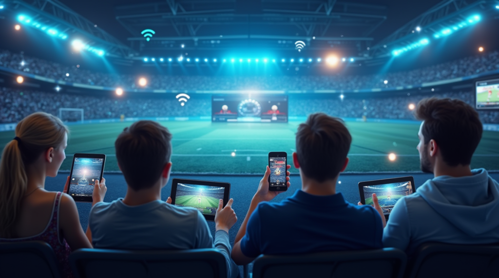 Infographic-style image showing IPTV features like HD streaming, multi-device compatibility, and on-demand replays. The layout is clean, with bright icons and a modern design.