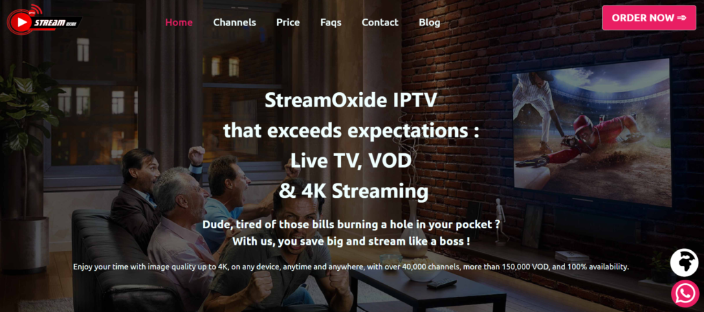 picture of StreamOxide website home screen page that offer legal IPTV services with best prices