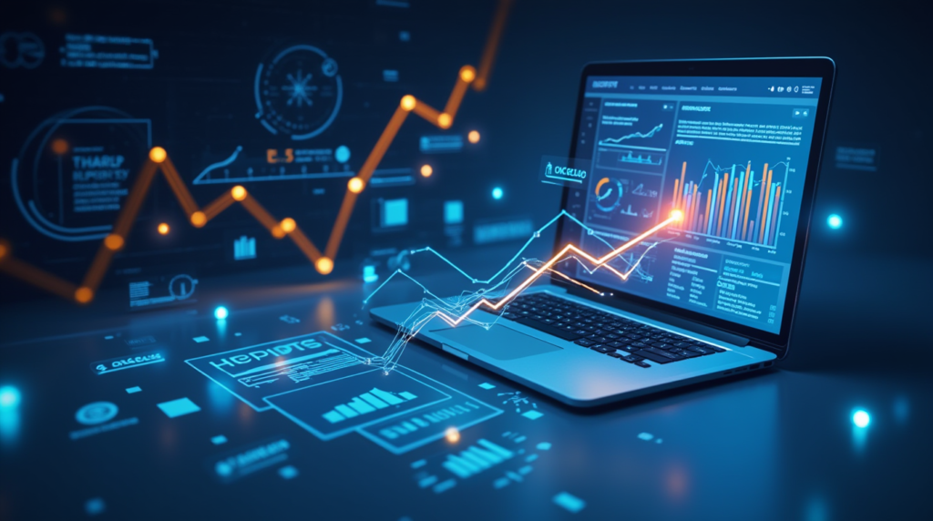 Digital dashboard illustrating the optimization of IPTV website performance and SEO strategies, with improved load times and user experience